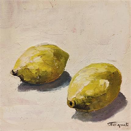 Peinture 2 citrons par Tognet | Tableau Figuratif Huile Natures mortes