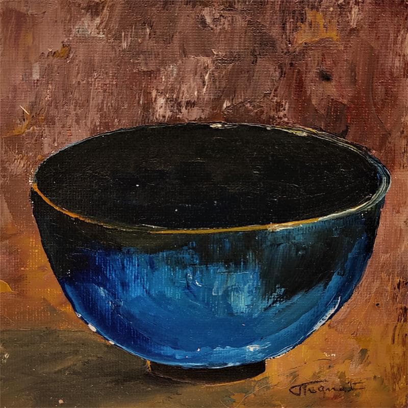 Peinture Bol bleu par Tognet | Tableau Figuratif Natures mortes Huile