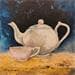 Peinture Theïère et tasse par Tognet | Tableau Figuratif Natures mortes Huile