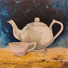 Painting Theïère et tasse by Tognet | Painting Figurative Oil still-life