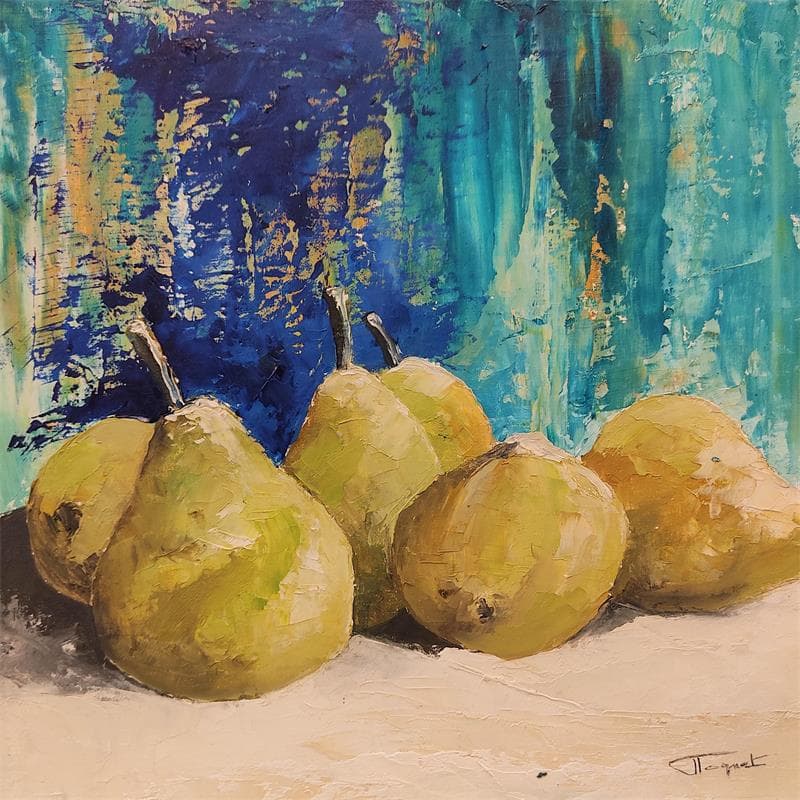 Painting Poires by Tognet | Painting Figurative Still-life Oil