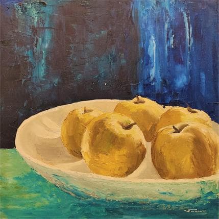 Peinture Coupe de pommes par Tognet | Tableau Figuratif Huile Natures mortes