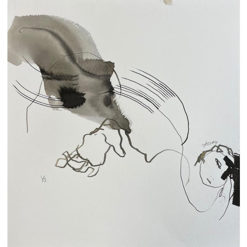 Peinture Cadavre exquis 28 par YO&CO | Tableau Figuratif Nu Minimaliste Noir & blanc