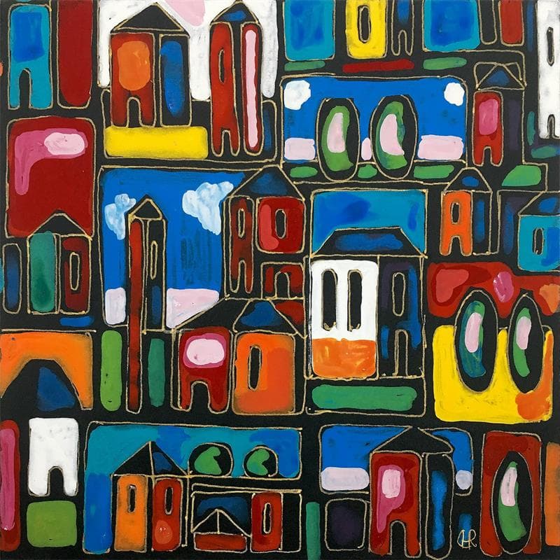 Gemälde 8g0 Dutch village von Ragas Huub | Gemälde Figurativ Urban Acryl