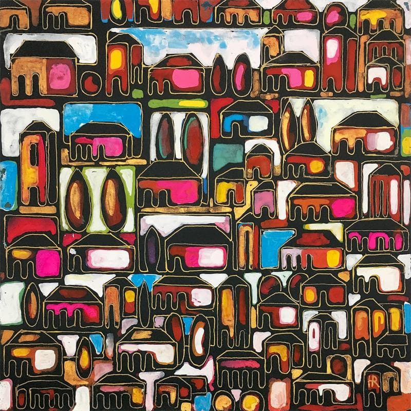 Gemälde G57 Stad von Ragas Huub | Gemälde Figurativ Urban Acryl