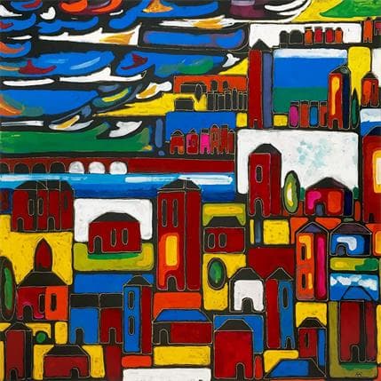 Painting G22 Sea shore by Ragas Huub | Painting Figurative Acrylic Urban