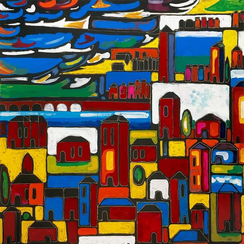 Gemälde G22 Sea shore von Ragas Huub | Gemälde Figurativ Urban Acryl