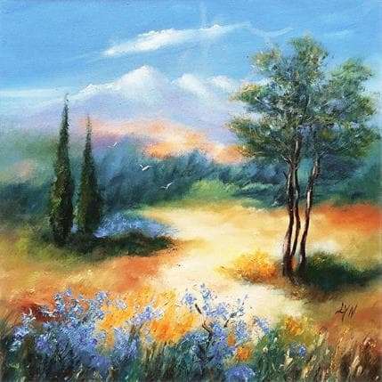 Pintura Au loin l'éclaircie por Lyn | Pintura Figurativo Aceite Paisajes