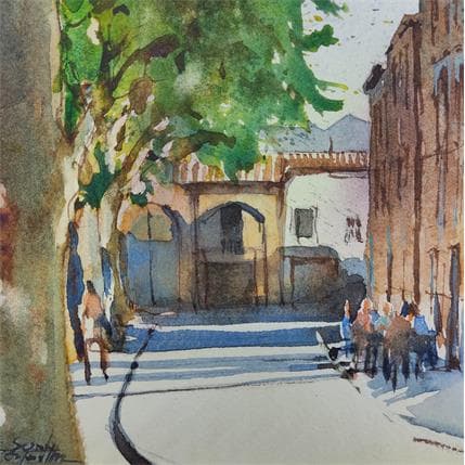 Gemälde Toulouse 2 von Seruch Capouillez Isabelle | Gemälde Figurativ Aquarell Alltagsszenen, Urban
