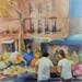 Painting Marché sur les boulevards by Seruch Capouillez Isabelle | Painting Figurative Urban Life style Watercolor