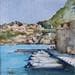 Painting Au pied de la citadelle by Seruch Capouillez Isabelle | Painting Figurative Marine Life style Watercolor