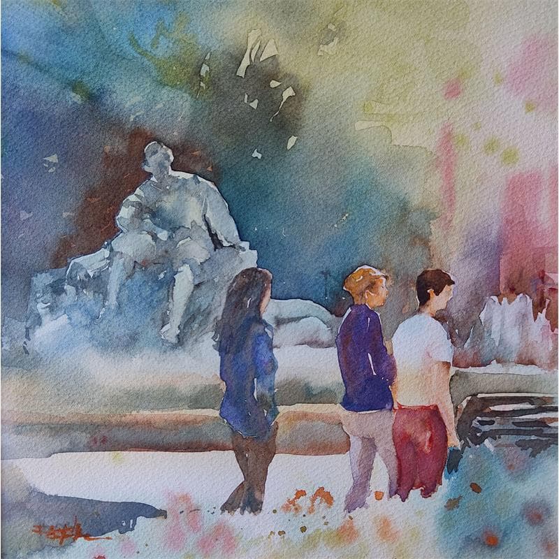 Painting Sous le regard de Goudouli by Seruch Capouillez Isabelle | Painting Figurative Life style Watercolor