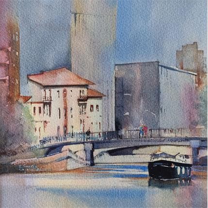 Gemälde Comme un écrin von Seruch Capouillez Isabelle | Gemälde Figurativ Aquarell Urban