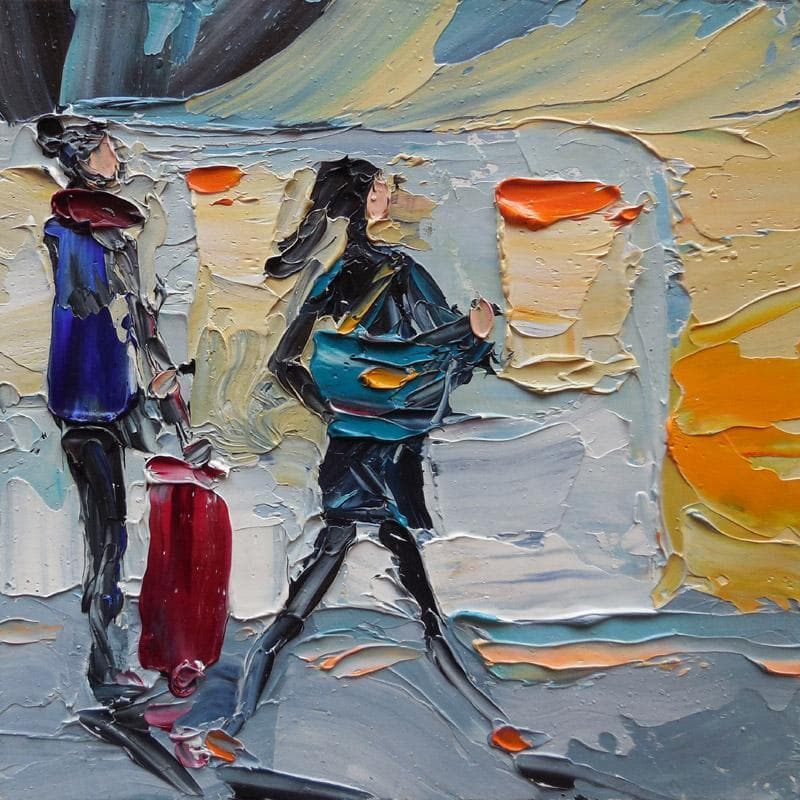 Painting The last train by Lunetskaya Elena | Painting Figurative Life style Oil