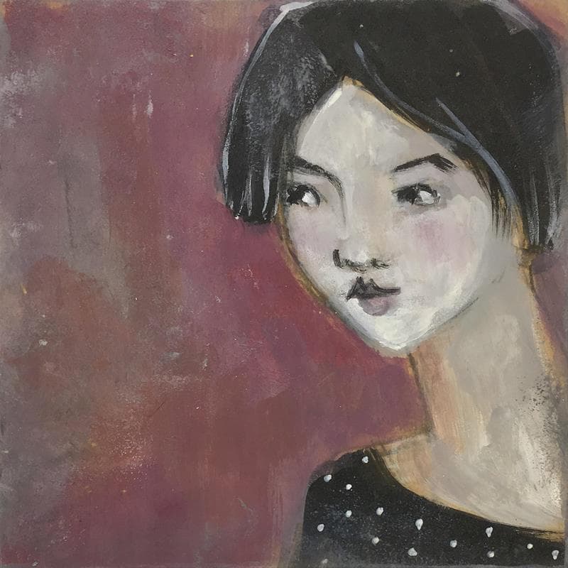 Pintura Intriguée por VAG | Pintura Figurativo Retrato Acrílico