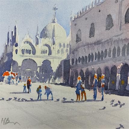 Peinture Venice Birds par Jones Henry | Tableau Figuratif Aquarelle Scènes de vie