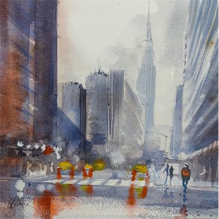 Peinture NYC crossing par Jones Henry | Tableau Figuratif Aquarelle Urbain