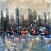 Painting Blue skyline by Solveiga | Painting Figurative Urban Acrylic