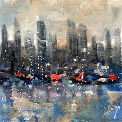 Painting Blue skyline by Solveiga | Painting Figurative Acrylic Urban