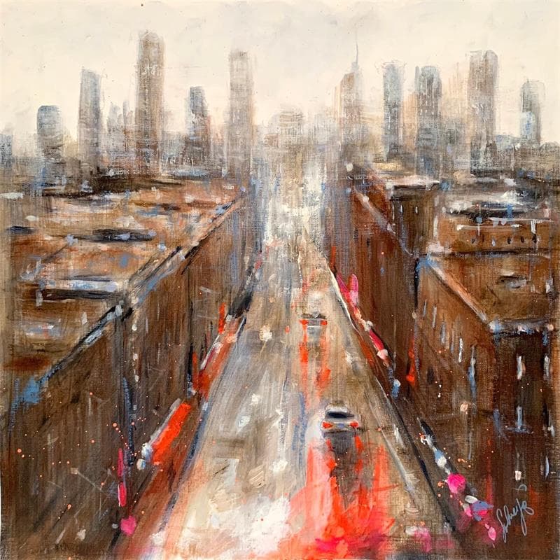 Peinture From my window par Solveiga | Tableau Impressionnisme Urbain Acrylique