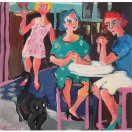 Peinture Robes fleuries par Doucedame Christine | Tableau Figuratif Acrylique Scènes de vie