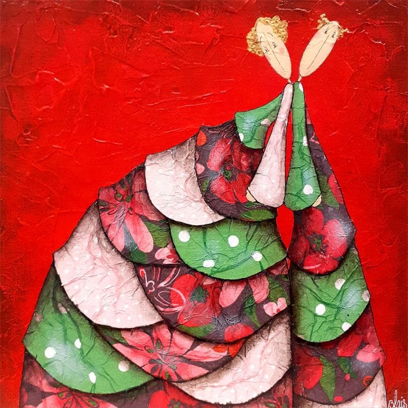 Gemälde Sidonie et Roméo von Blais Delphine | Gemälde Naive Kunst Alltagsszenen Acryl