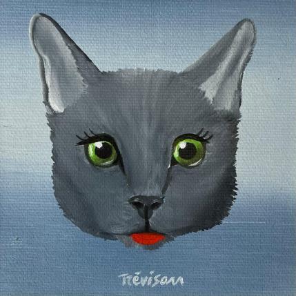 Painting Gray Cat by Trevisan Carlo | Painting  Acrylic, Oil Animals