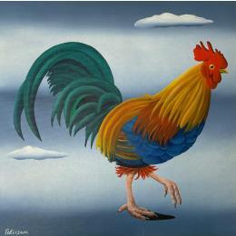 Peinture Rooster in color par Trevisan Carlo | Tableau  Huile