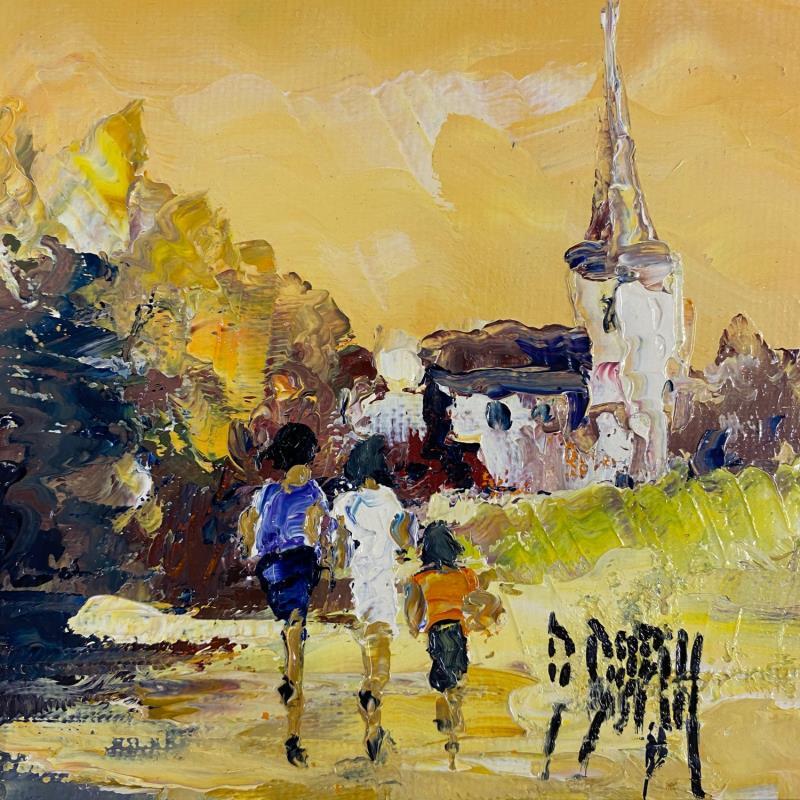 Gemälde En sortant de l'école von Dupin Dominique | Gemälde Figurativ Landschaften Öl