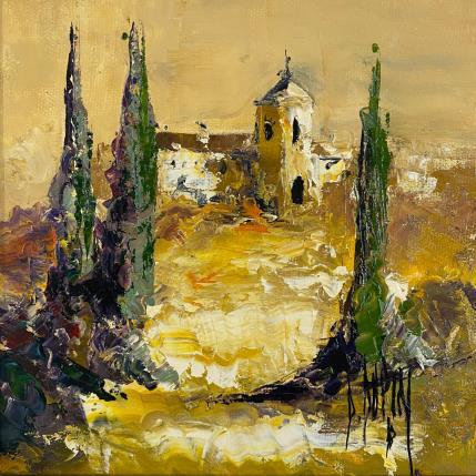 Peinture Et au bout l'église par Dupin Dominique | Tableau Figuratif Huile Paysages