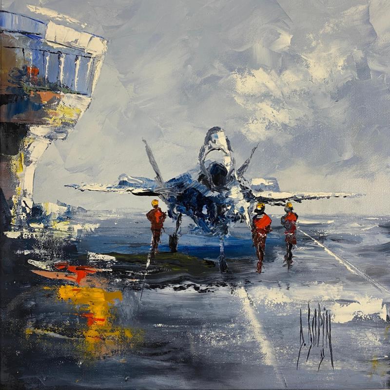 Painting Sur le tarmak by Dupin Dominique | Painting Figurative Life style Oil