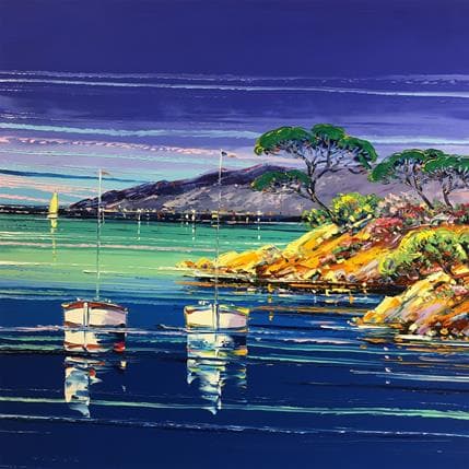 Peinture Escale du soir, côte varoise par Corbière Liisa | Tableau Figuratif Huile Paysages