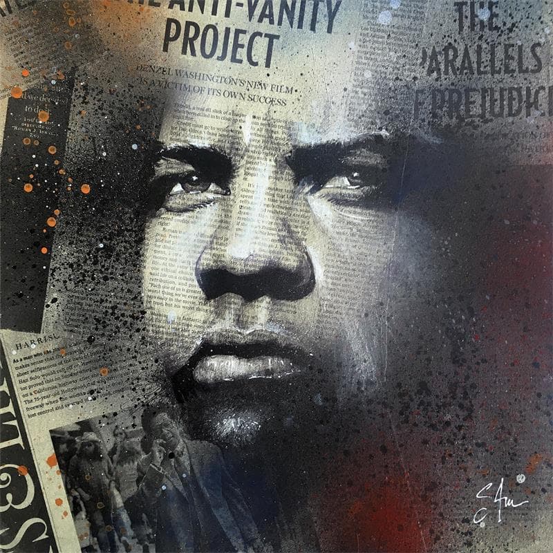 Painting Denzel by S4m | Painting Street art Portrait Acrylic