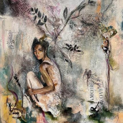 Painting Dream on by Bergeron Marie-Josée | Painting Figurative Acrylic, Cardboard, Gluing, Oil Life style, Portrait