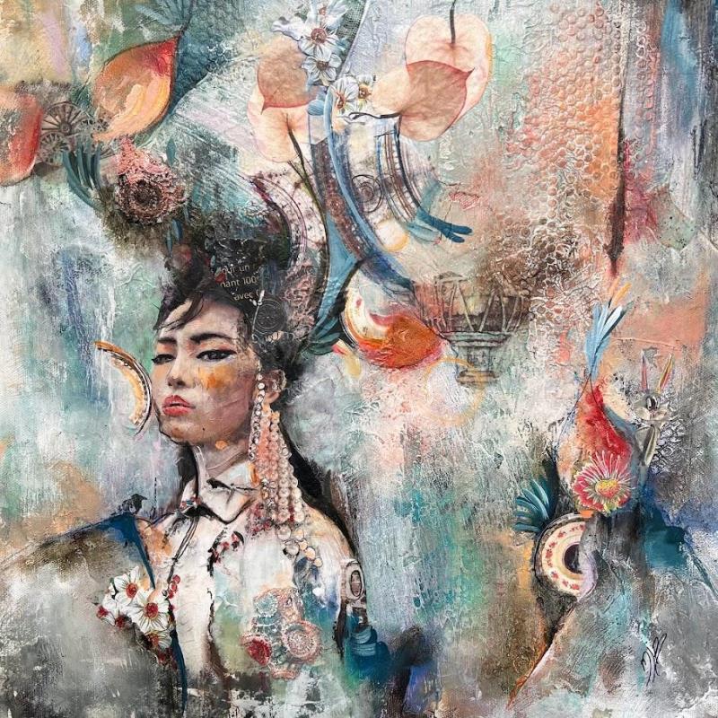 Painting Bling, bling by Bergeron Marie-Josée | Painting Figurative Portrait Life style Oil Acrylic Gluing