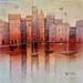 Peinture AK129 LA VILLE ROUGE par Burgi Roger | Tableau Figuratif Paysages Urbain Marine Acrylique