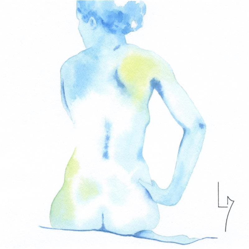 Painting NF110 by Loussouarn Michèle | Painting Figurative Nude Watercolor