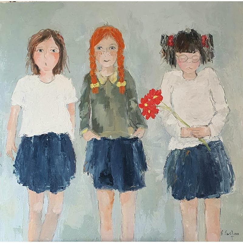 Peinture Petite boudeuse par Soizeau Françoise | Tableau Figuratif Portraits Scènes de vie Huile Acrylique