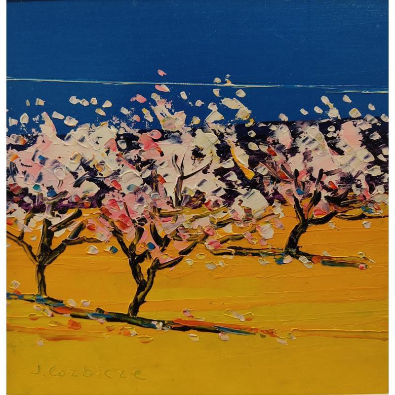 Painting Les amandiers dans le luberon by Corbière Liisa | Painting Figurative Landscapes Nature Oil