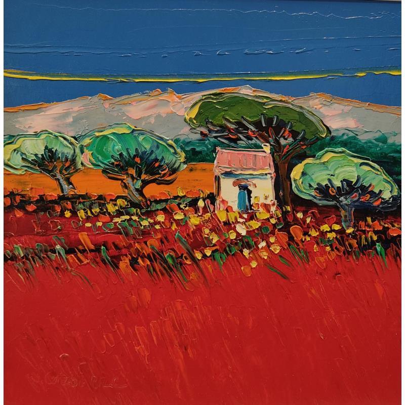 Painting Mistral dans les alpilles by Corbière Liisa | Painting Figurative Landscapes Nature Oil