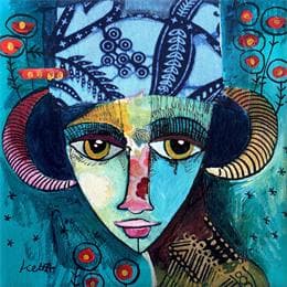 Painting La femme bélier by Ketfa Laure | Painting Raw art Acrylic Portrait