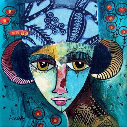 Painting La femme bélier by Ketfa Laure | Painting Raw art Acrylic Portrait
