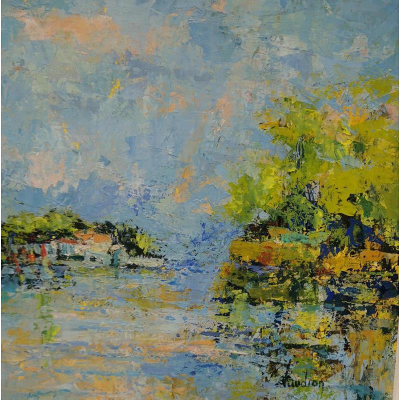 Painting La Durance by Vaudron | Painting Figurative Landscapes Gouache