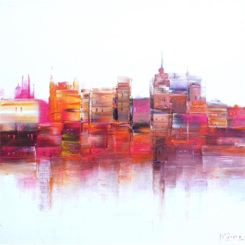 Painting Reflets sur l'eau by Fièvre Véronique | Painting Abstract Urban Minimalist Acrylic