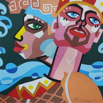 Painting EL TAMBOR by S.Uria | Painting Figurative Acrylic Portrait