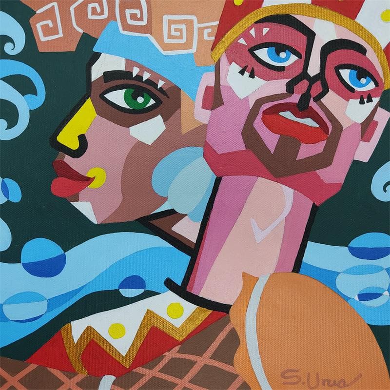 Gemälde EL TAMBOR von S.Uria | Gemälde Figurativ Porträt Acryl