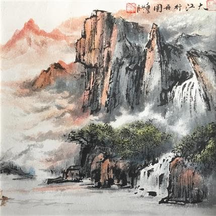 Peinture Travelling in big river par Yu Huan Huan | Tableau Figuratif Paysages