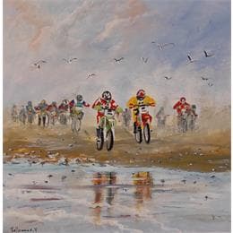 Painting Enduropale Le Touquet by Lallemand Yves | Painting Figurative Acrylic Life style