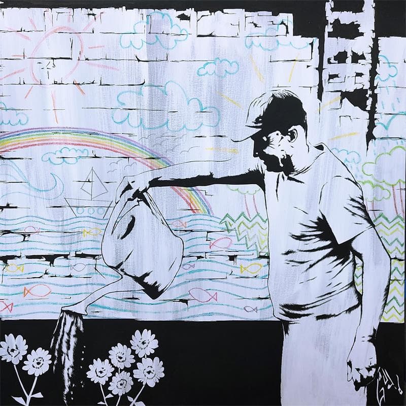 Gemälde Mr. Sunrise von Di Vicino Gaudio Alessandro | Gemälde Street art Alltagsszenen Acryl