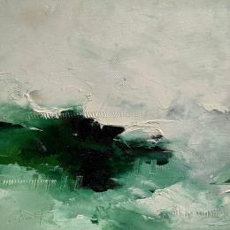 Painting Croassent les grenouilles by Dumontier Nathalie | Painting Abstract Oil Minimalist